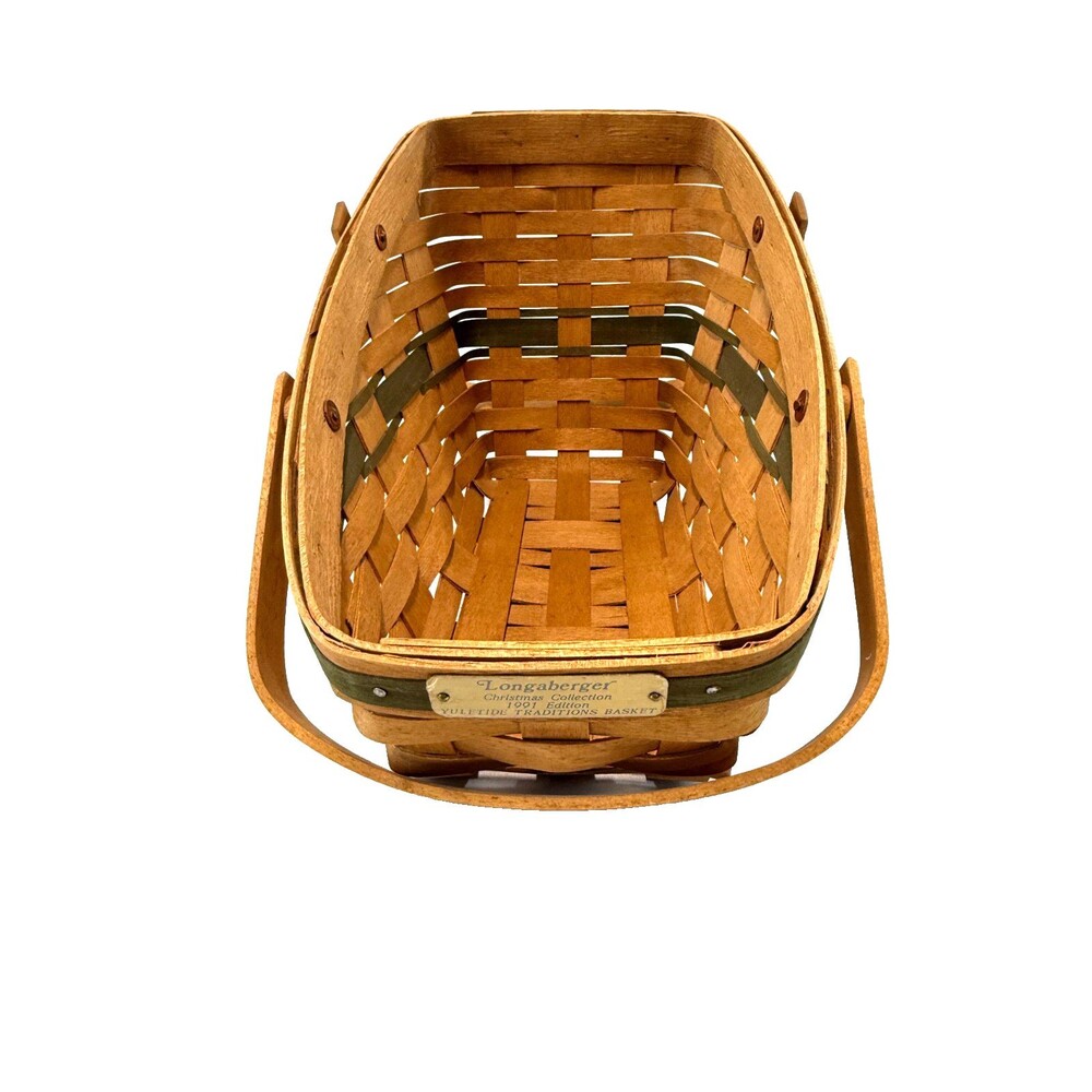 1991 Longaberger Christmas Yuletide Traditions w/Green Trim Basket 13L 7.5W 8H